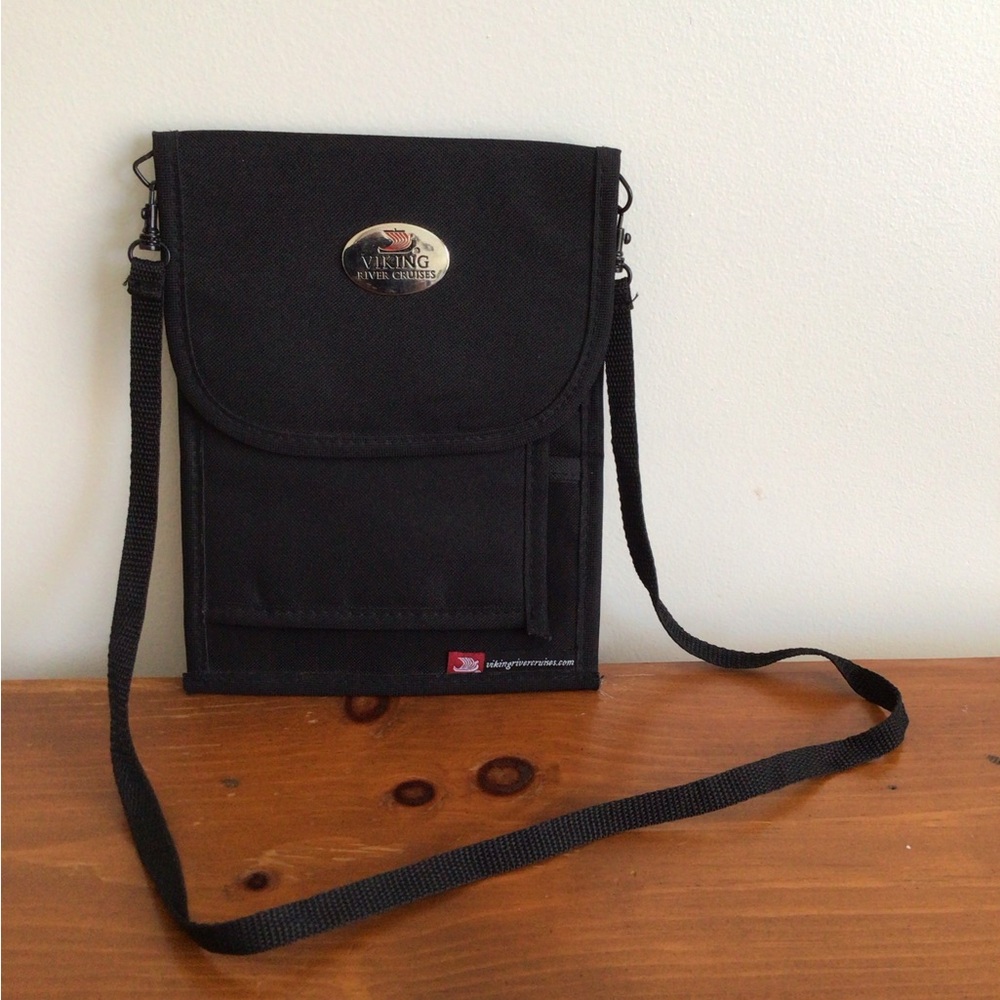 Viking River Cruises Wallet Travel Pouch Passport Holder Black Shoulder Bag
